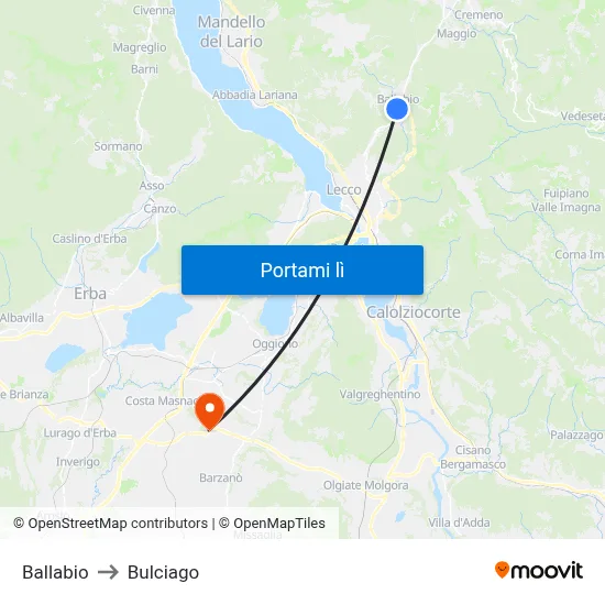 Ballabio to Bulciago map