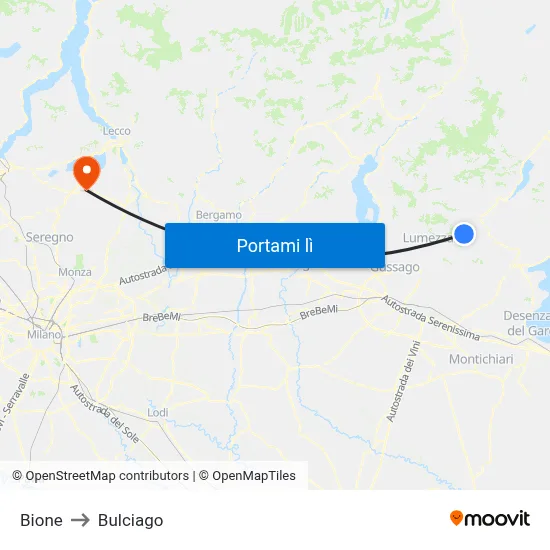 Bione to Bulciago map