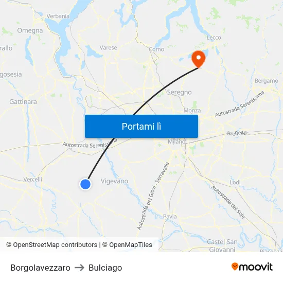 Borgolavezzaro to Bulciago map