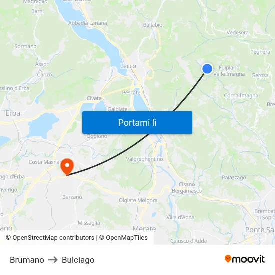 Brumano to Bulciago map