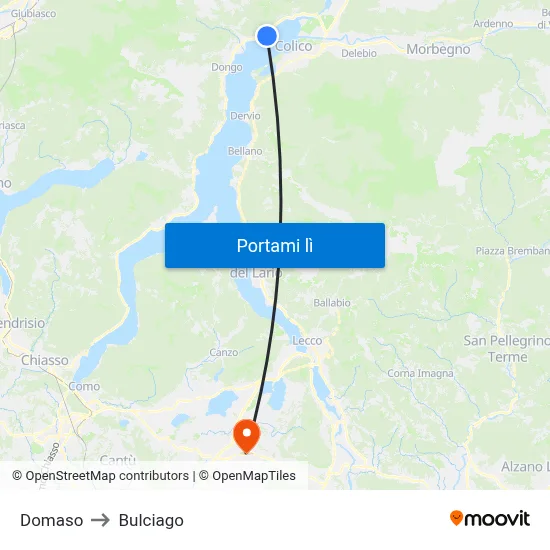 Domaso to Bulciago map