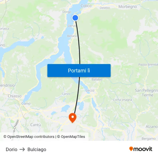 Dorio to Bulciago map