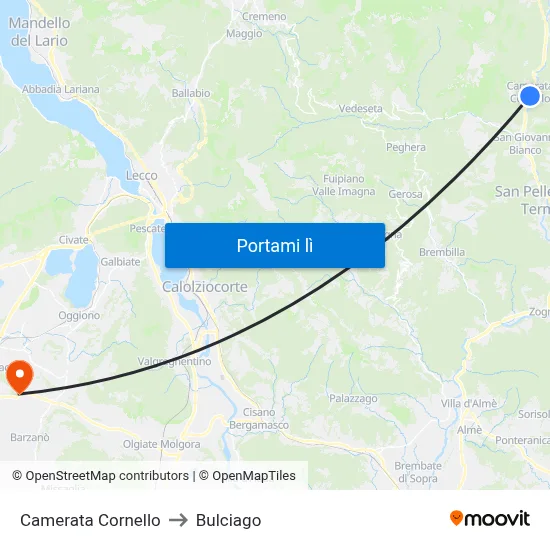 Camerata Cornello to Bulciago map