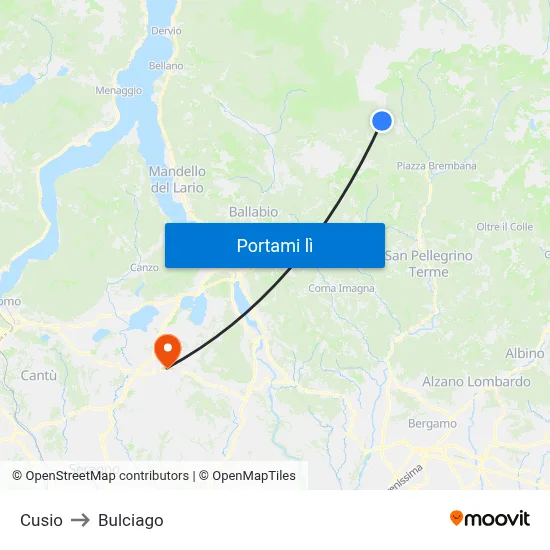 Cusio to Bulciago map