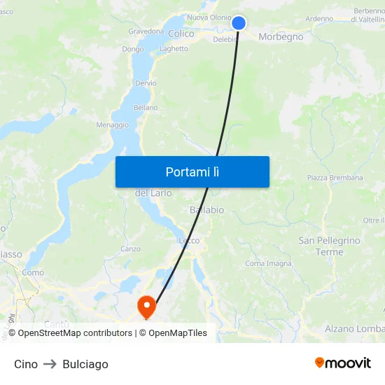 Cino to Bulciago map