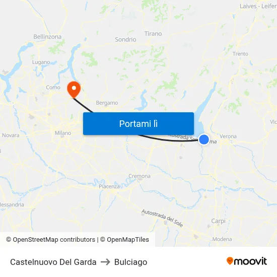 Castelnuovo Del Garda to Bulciago map