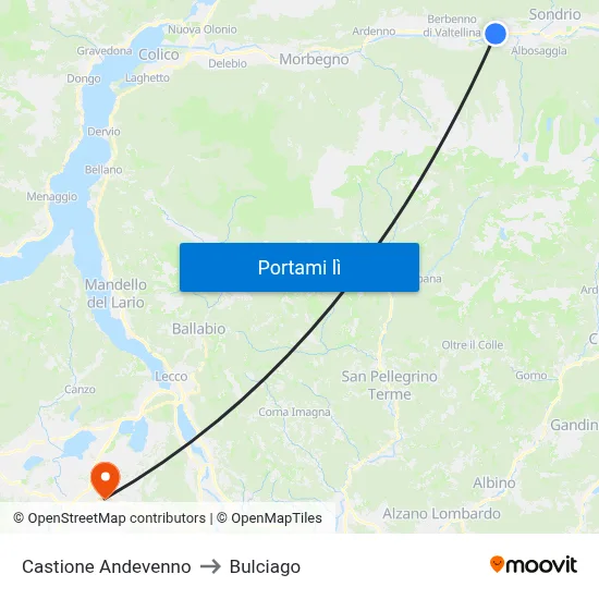 Castione Andevenno to Bulciago map