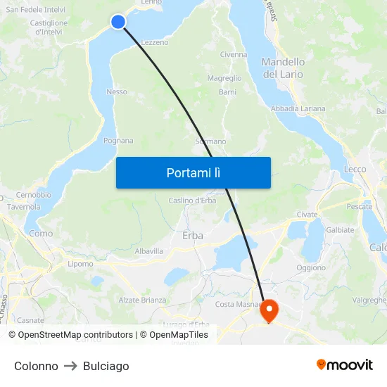 Colonno to Bulciago map