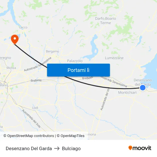 Desenzano Del Garda to Bulciago map