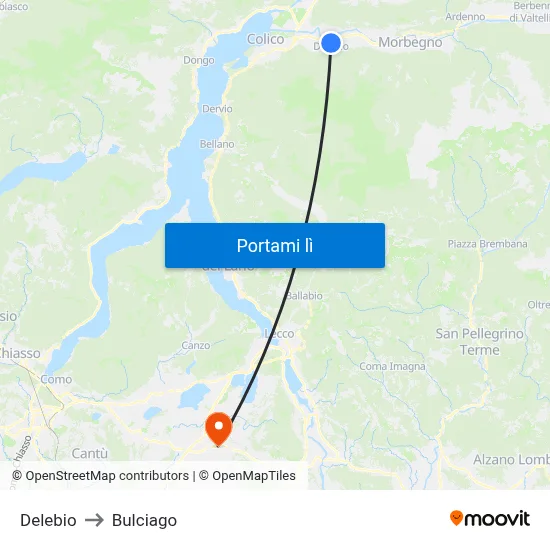 Delebio to Bulciago map