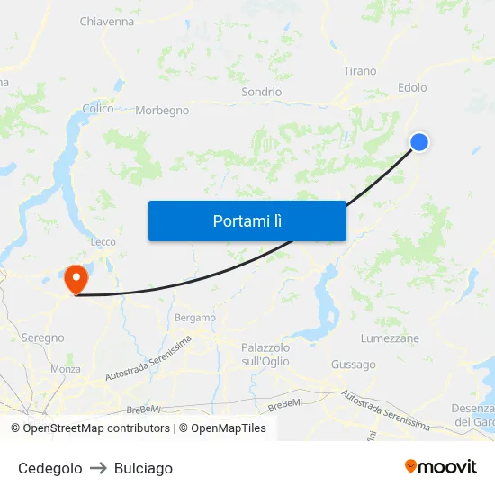Cedegolo to Bulciago map