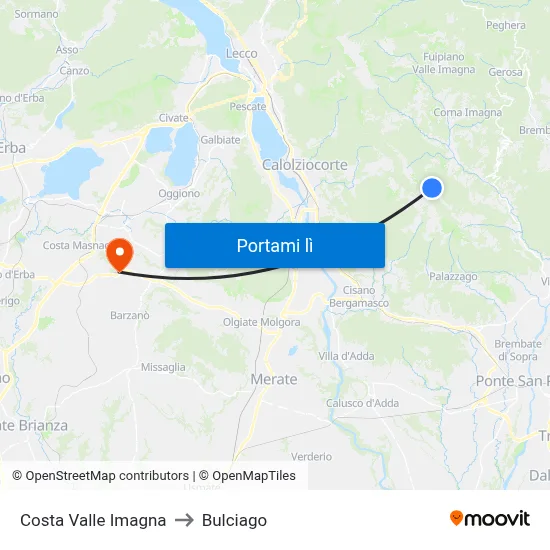 Costa Valle Imagna to Bulciago map