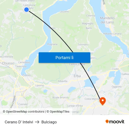 Cerano D' Intelvi to Bulciago map