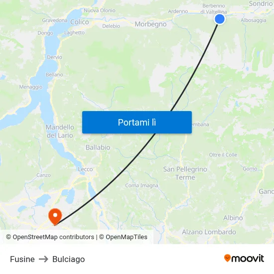 Fusine to Bulciago map