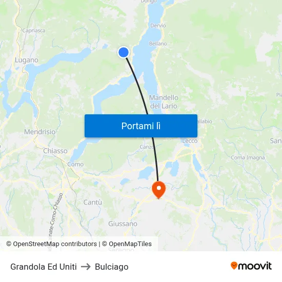 Grandola Ed Uniti to Bulciago map