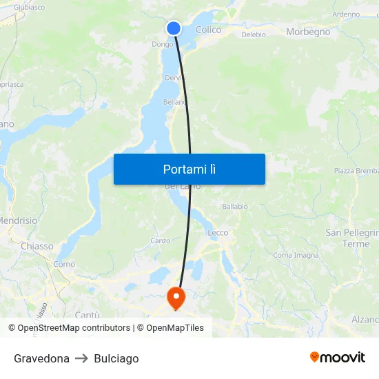 Gravedona to Bulciago map