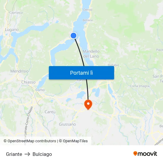 Griante to Bulciago map