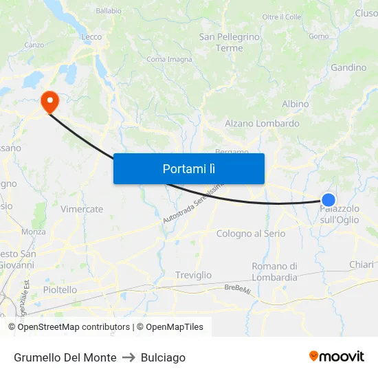 Grumello Del Monte to Bulciago map