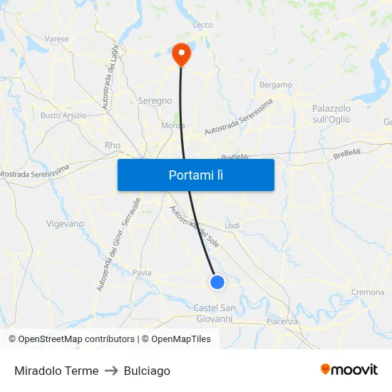 Miradolo Terme to Bulciago map