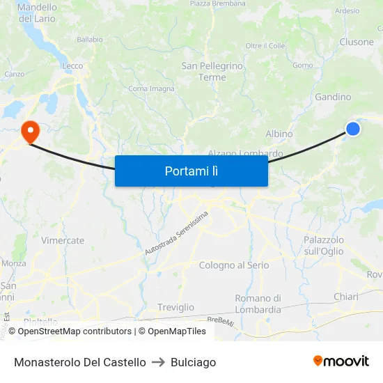 Monasterolo Del Castello to Bulciago map