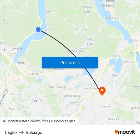 Laglio to Bulciago map