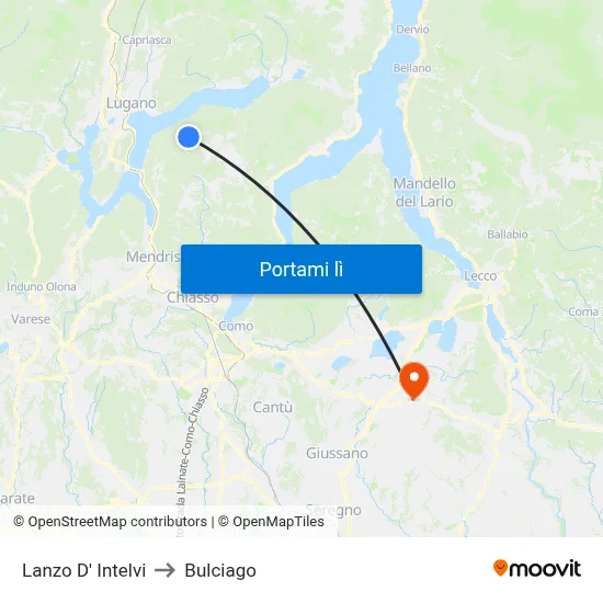 Lanzo D' Intelvi to Bulciago map