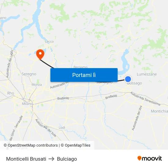 Monticelli Brusati to Bulciago map