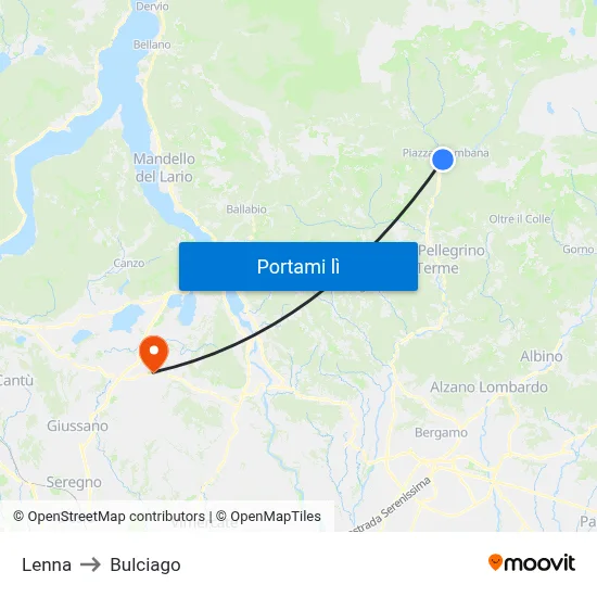 Lenna to Bulciago map
