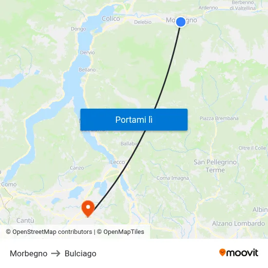 Morbegno to Bulciago map