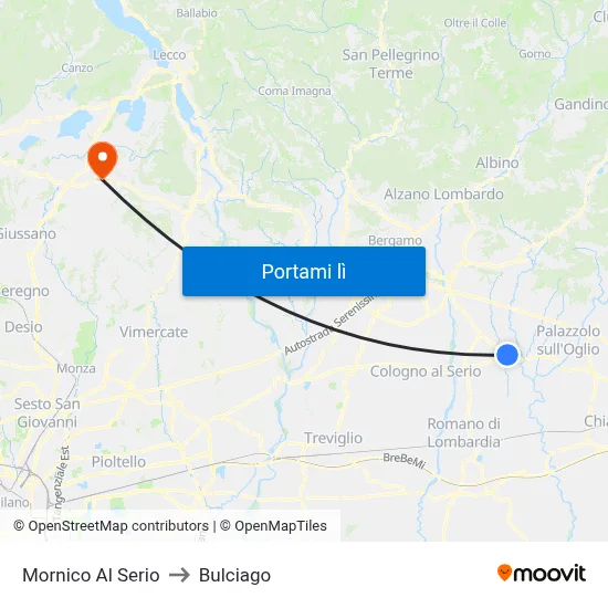 Mornico Al Serio to Bulciago map