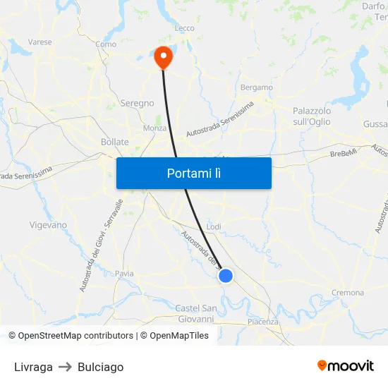 Livraga to Bulciago map