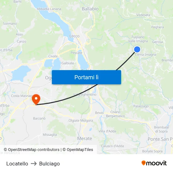 Locatello to Bulciago map