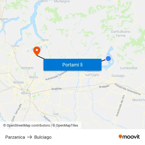 Parzanica to Bulciago map
