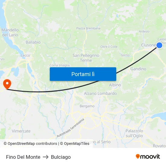 Fino Del Monte to Bulciago map