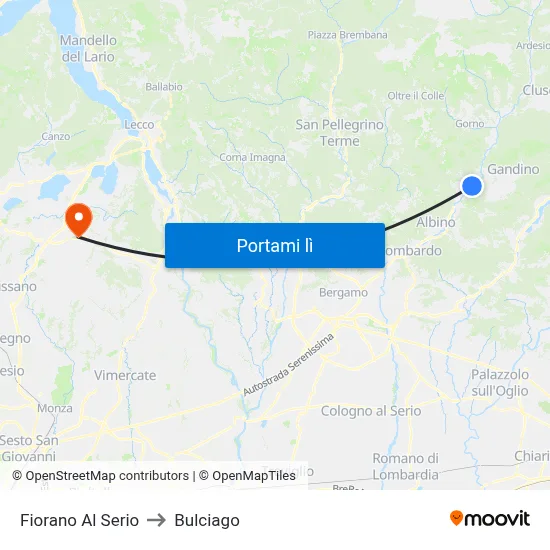 Fiorano Al Serio to Bulciago map