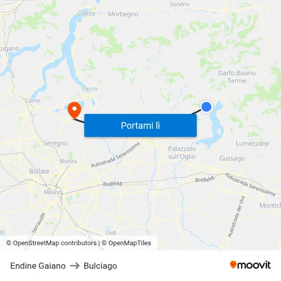 Endine Gaiano to Bulciago map