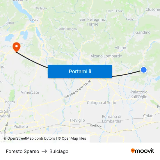 Foresto Sparso to Bulciago map