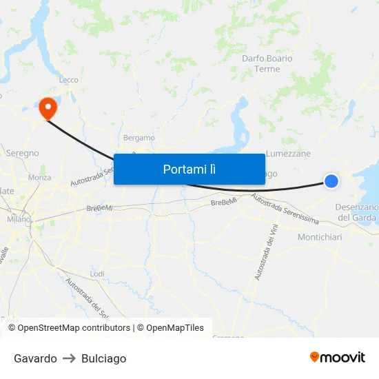 Gavardo to Bulciago map