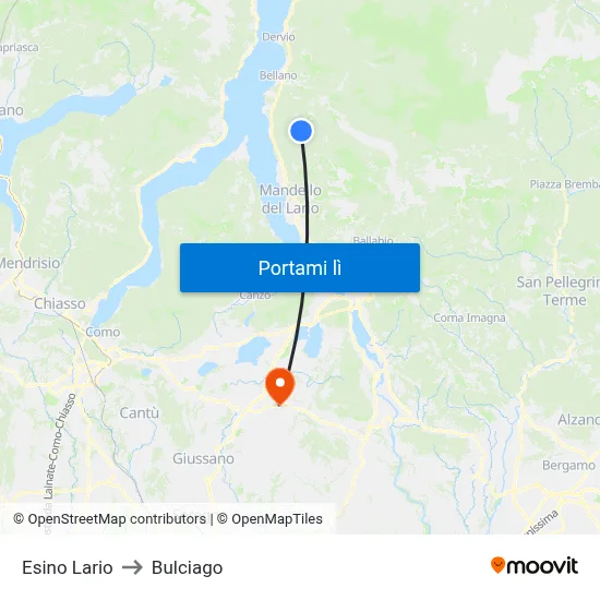 Esino Lario to Bulciago map
