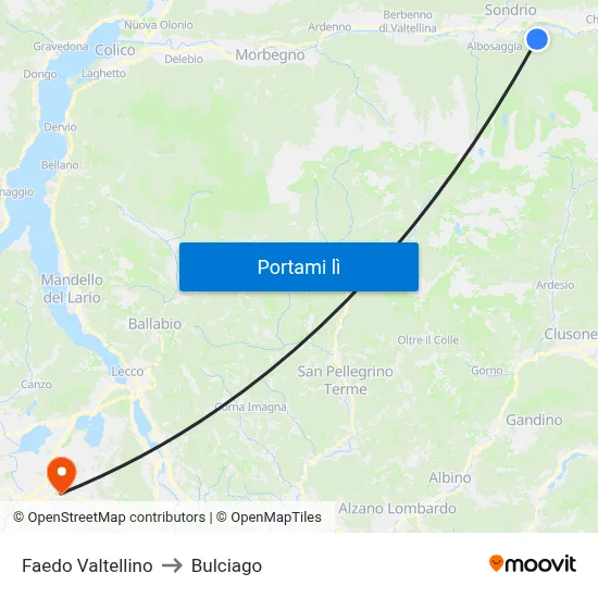 Faedo Valtellino to Bulciago map