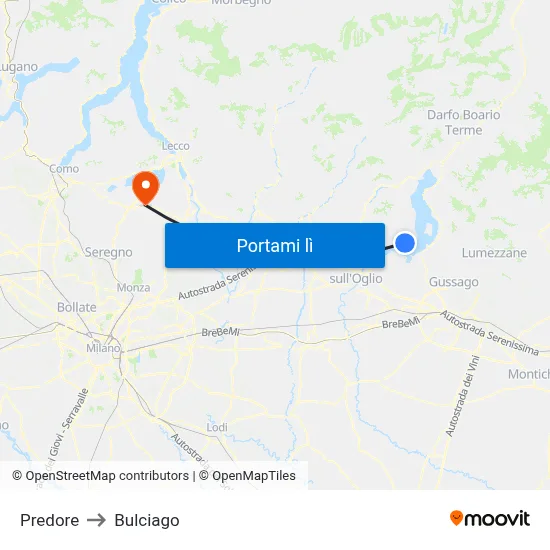 Predore to Bulciago map