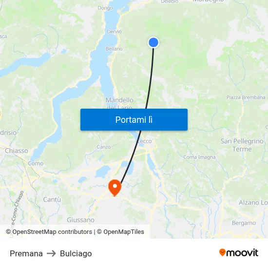 Premana to Bulciago map