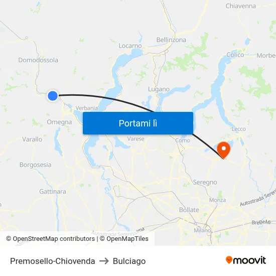 Premosello-Chiovenda to Bulciago map