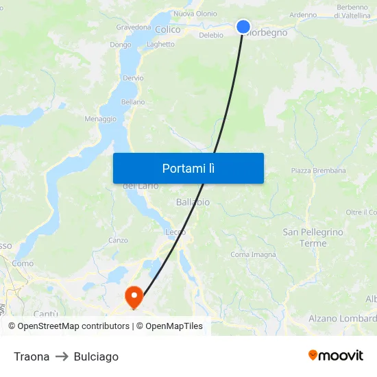 Traona to Bulciago map