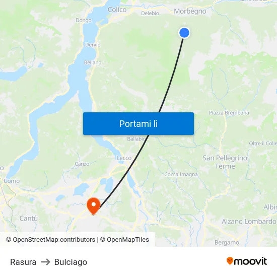 Rasura to Bulciago map