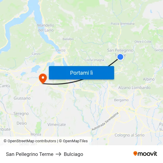 San Pellegrino Terme to Bulciago map
