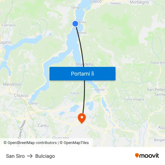 San Siro to Bulciago map