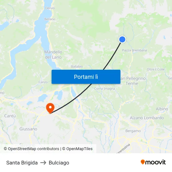 Santa Brigida to Bulciago map