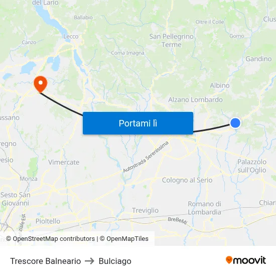 Trescore Balneario to Bulciago map