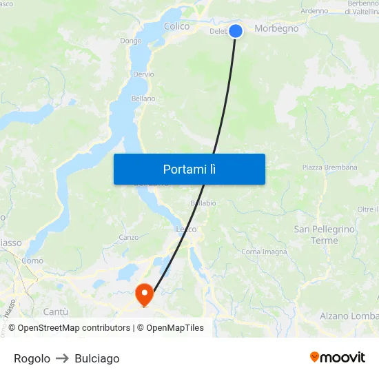 Rogolo to Bulciago map
